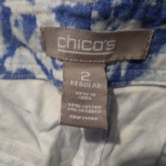 Chico's Blue & White Splatter Print Stretch Girlfriend Jeans Chico's 2 12-14 - Picture 4 of 4
